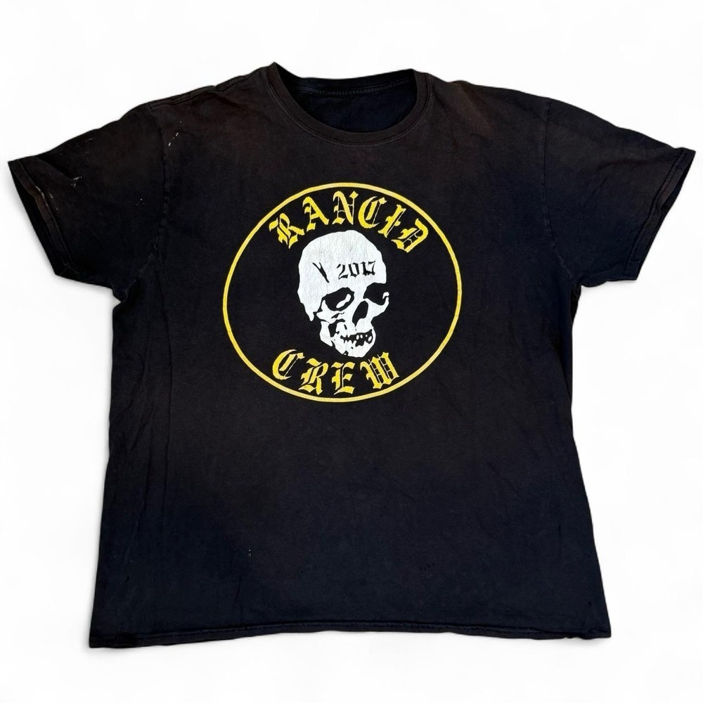 Rancid Crew 2017 Faded Black Distressed T-Shirt Men's Size XL Grunge Goth Biker